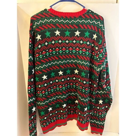 33 Degree Dinosaur Santa Hat Gingerbread M Mens Christmas Sweater Green Red - Picture 5 of 9